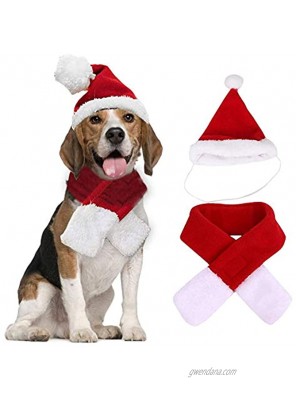 Horolas Christmas Pet Costume Christmas Cat Costume Santa Hat with Scarf Dog Christmas Outfit Xmas Costume for Puppy Dog Cat