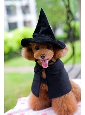 Lanyar Cute Hooded Cloak Witch Wizard Costume for Dogs & Cat Kitten Cat Costume Pet Cosutmes