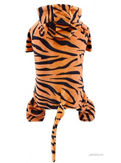 NACOCO Dog Tiger Halloween Costume Pet Cosplay Tiger Clothes Cat Hoodie Coat Dogs Warm Apparel and Pet Winter Clothes