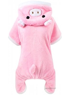 POPETPOP Cute Pet Costume Pink Pig Design Pet Warm Hoodie for Dogs and Cats Halloween Christmas Cosplay Dress Up Clothes for Puppies and Kitten