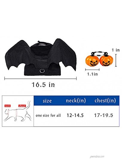 TFTSR Halloween Dogs and Cats Costumes Funny Prank Costume Vampire Cloak and Witch Hats Bat Wings with Pumpkin Bells for Medium & Large Pet 4pcs