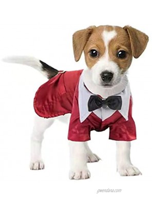 THREEDOG Dog Tuxedo Suit,red Fashion Dress Dog Clothes for Wedding Party,Dog Checked Shirt pet Dress with Bow tie for Birthday,Puppy Costumes for Small and Medium pet Reddish Brown,M