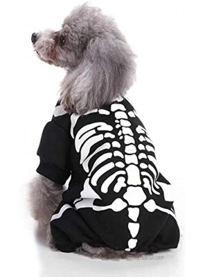 Wizland Pet Dogs Jumpsuit Halloween Skeleton Dog Hoodies Costumes Clothes Apparel for Puppy Dog Cat