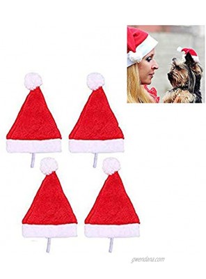 Yahpetes Dog Cat Pet Santa Hat Christmas Santa Claus 4 Pcs Pet Christmas Hat 5.5X7.8 Dog Costume for Puppy Kitten Small Cats Dogs Pets