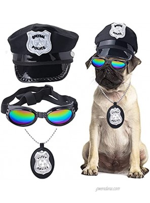 Yewong Pet Police Costume Accessory Set Dog Cat Police Hat Badge Sunglasses Pet Police Dress Up Kit for Halloween Christmas Cosplay Role Play Fancy Dress Set-B