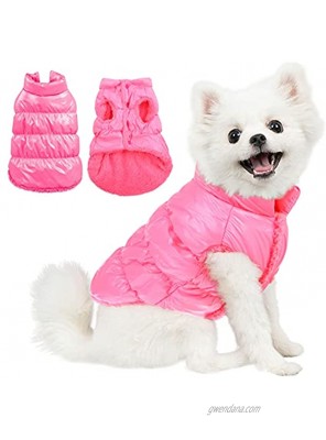 AOFITEE Winter Dog Coat Waterproof Windproof Fleece Puppy Vest Warm Padded Dogs Down Jacket Lightweight Outdoor Pet Snowsuit Apparel Cold Weather Clothes for Small and Medium Dogs