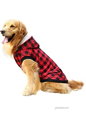 ASENKU Dog Winter Coat Fleece Thicken Dog Hoodie British Plaid Pet Jacket Warm Outfit with Removable Hat Windproof Vest for Small Medium Large Dogs