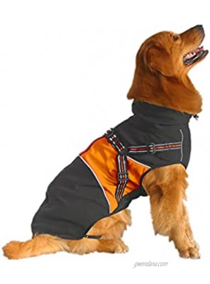 ASMPET Dog Coat for All Weather Lightweight Windproof Dog Jacket Fleece Lining Dog Jacket for Cold Winter Waterproof Dog Vest with Reflective Strips Orange 4XL+ Chest: 31.9"-35.8"