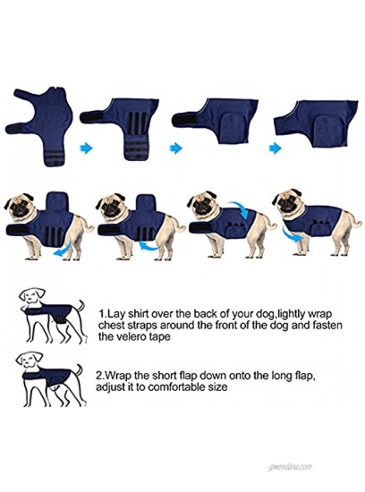 Banooo Breathable Dog Anxiety Shirt Soft Pet Anxiety Relief Thunder Calming Wrap Coat Light Weight Dog Calming Solution Jacket for Small Medium Dogs No Fear Fireworks Travel and Separation Blue XS