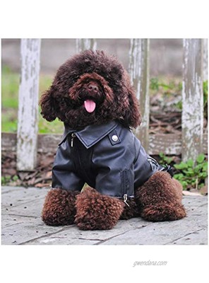 Cuteboom Dog Leather Jacket Pet Cool Motorcycle Clothing Dog Winter Leather Jacket for Small Medium and Large Dogs and Cats