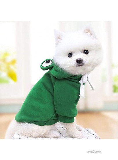 Dog Hoodie- Dog Basic Sweater Coat Cute Frog Shape Warm Jacket Pet Cold Weather Clothes Outfit Outerwear for Cats Puppy Small Largr Dogs