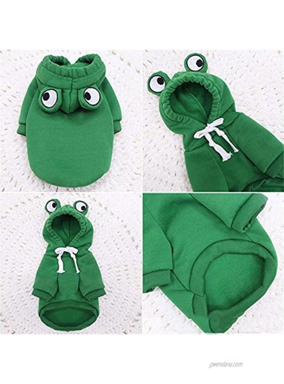 Dog Hoodie- Dog Basic Sweater Coat Cute Frog Shape Warm Jacket Pet Cold Weather Clothes Outfit Outerwear for Cats Puppy Small Largr Dogs