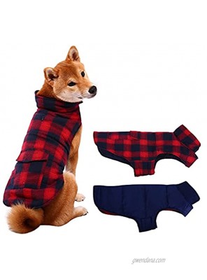 ESOEM Pet Dog Coat Winter Warm Plaid Cozy Dog Jacket Waterproof Windproof Reversible Dog Vest Apparel Cold Weather Outwear for Small Medium and Large Dogs （ XS-3XL ）