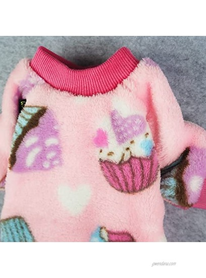 Fitwarm Sweet Cupcake Pet Clothes for Dog Pajamas PJS Coat Soft Velvet Pink XS