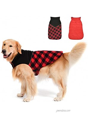 Fragralley Dog Winter Coat Reversible Waterproof Winter Pet Snow Jacket Dog Cold Clothes Warm Cotton Vest Windproof Sweaters Plaid with Reflective for Small Medium and Large Dogs,Dog Coat
