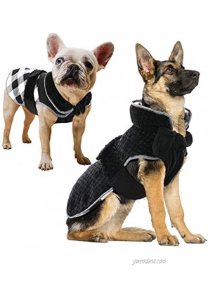 ROZKITCH Dog Winter Coat Classic British Plaid Dog Cold Weather Coats Reversible Fleece Warm Jacket Pet Clothes Reflective Adjustable Vest Windproof Collar Outdoor Apparel for Small Medium Large Dogs