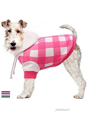 SUNFURA Dog Hoodie Pet Coat Cozy Stylish Plaid Dog Winter Sweatshirt Fleece Vest with Hat and Leash Hole Doggie Pullover Warm Jacket Pets Cold Weather Clothes Outfit for Small Medium Dogs