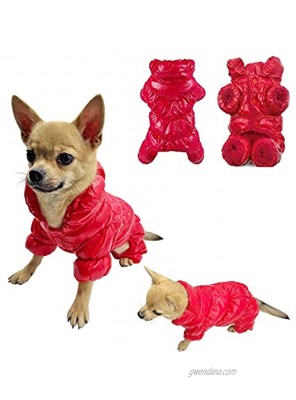 SunteeLong Dog Winter Coat Waterproof Puppy Dog Coat Pet Warm Lightweight Coat Windproof Cat Clothes Dog Snowsuit Warm Fleece Padded Winter Pet Clothes for Small Dogs Red L