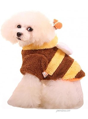 WORDERFUL Pet Winter Coat Dog Bee Design Clothes Cute Coat Dog Warm Fleece Outfit Cat Cold Weather Warm Coat for Small and Medium Dog
