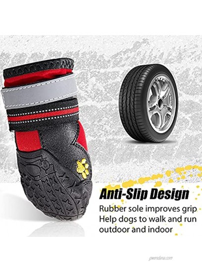8 Pieces Dog Shoes Waterproof Dog Boots Pet Dog Booties Paw Protector Outdoor Dog Boots with Reflective Strips Rugged Anti-Slip Sole for Outdoor Summer Hot Pavement
