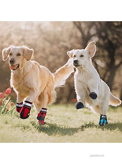 8 Pieces Dog Shoes Waterproof Dog Boots Pet Dog Booties Paw Protector Outdoor Dog Boots with Reflective Strips Rugged Anti-Slip Sole for Outdoor Summer Hot Pavement