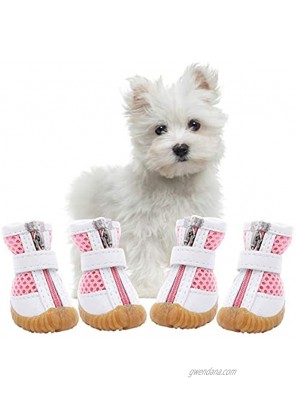 AOFITEE Mesh Dog Shoes Pet Boots Breathable Dog Shoes for Small Doggy Waterproof Pet Sandals with Anti-Slip Sole and Zipper Closure Durable Pet Paw Protector for Hot Pavement