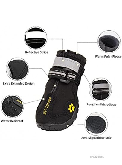 ASMPET Dog Boots Rugged Anti-Slip Sole Dog Boots Waterproof Dog Hiking Boots Paw Protector Dog Shoes for Hot Pavement Hardwood Floor Dog Booties for Small Medium and Large Dog 4Pcs 01-08
