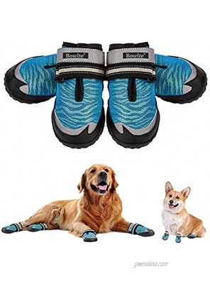 Bowite Dog Boots Paw Protector Anti-Slip Rugged Dog Shoes for Hot Pavement Mesh Breathable Dog Shoes with Reflective Straps for Hiking and Running