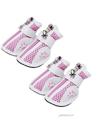 BUYITNOW Dog Paw Protective Boots for Small Dog Nonslip Breathable Mesh Pet Shoes 4pcs
