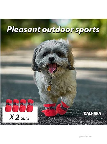 CALHNNA 8PCS Dog Shoes for Hot Pavement Summer Dog Booties for Small Medium Dogs with Reflective Straps Paw Protectors Anti-Slip Dog Boots