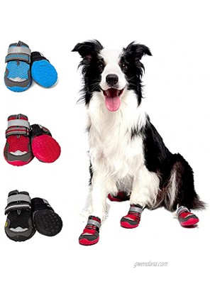 Dog Boots Breathable Safety Shoes for Hot Pavement Sport Style Adjustable Booties with Good-Grip for All Dogs Prevent Accidental Injuries to Dog Paws 4PCS