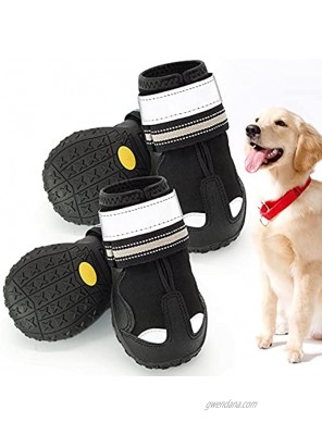 Dog Boots Waterproof Shoes for Dog,Dog Booties with Reflective Rugged Anti-Slip Sole,Outdoor Dog Boots,Dog Boots for Medium to Large Dogs