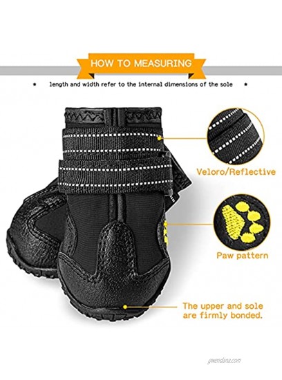 Dog Boots Waterproof Shoes for Dogs Protection Paw Breathable Rugged Anti-Slip Adjustable Reflective Straps Small Medium Large Dogs Shoes