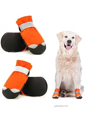 Dog Shoes for Large Medium Dogs Dog Booties Warm Lining with Adjustable Straps Rugged Anti-Slip Sole Paw Dog Boot Sports Running Hiking Pet Boots Protectors Comfortable Easy to Wear