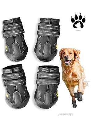 Easiestsuck Dog Boots 4 Pcs,Waterproof Dog Shoes,Outdoor Dog Snow Boots,Dog Booties with Two Layers Adjustable Tightness Reflective Tape,Rugged & Anti-Slip Sole,Dog Shoes for Medium to Large Dogs
