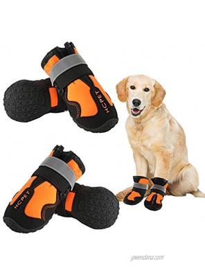EOFOJP Dog Shoes Waterproof Dog Boots with Reflective Anti-Slip Wear-Resistant Sole for Medium and Large Dogs for Indoor Outdoor Running 4 PCS