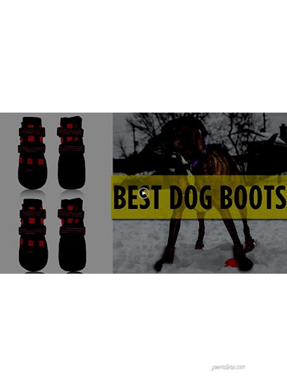 FLYSTAR Dog Shoes for Medium Large Dogs Waterproof Reflective Adjustable Winter Dog Boots Anti-Slip Rain Snow Outdoor Warm Dog Shoes Paw Protector for Running Hiking Walking,etc.