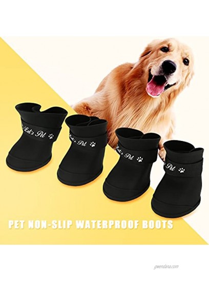 Hongzer Silicone Dog Waterproof Boots 4 Pcs Silicone Pet Cute Waterproof Boots Anti-Slip Protective Rain Shoes Pet Supplies