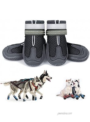 KEIYALOE Small Medium Large Dog Shoes for Hot Pavement Summer Breathable Mesh Dog Boots Heat Protection Paw Dog Booties Reflective Straps Non-Slip Sole