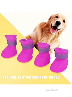 KUIDAMOS Anti-slip Pet Waterproof Booties Pet Dog Rain Boots Winter Dog Warm Shoes Silicone with Adjustable Velcro Rugged Pet Paw