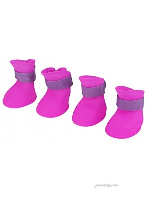 KUIDAMOS Pet Waterproof Boots,4pcs Silicone Dog Cute Waterproof Boots for Dogs and Cats,Outdoor Dog Shoes for Ice and Snow Rain etcL- Purple
