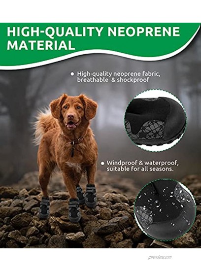 MAZORT Dog Boots Waterproof Neoprene Dog Shoes Anti-Slip Pet Paw Protector with Reflective & Adjustable Straps Breathable Hiking Booties for Medium Large Doggy
