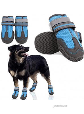 MAZORT Dog Shoes for Hot Pavement Anti-Slip Breathable Dog Boots with Reflective & Adjustable Straps Puppy Booties Paw Protectors for Medium Large Dogs 4pcs