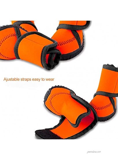 Petbobi Waterproof Dog Shoes Fluorescent Orange Dog Boots Adjustable Straps and Rugged Anti-Slip Sole Paw Protectors for All Weather Comfortable Easy to Wear Suitable for Small Medium Large Dogs