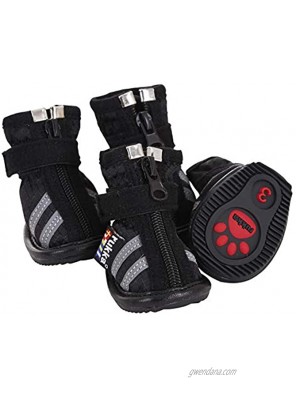 rukka 4 pcs Dog Shoes Waterproof Step Stylish and Ergonomically Shaped with Zip and Touch Fastener Closure for Harsh Weather for Small Medium and Large Breeds