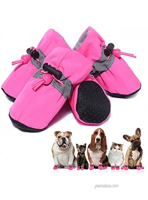 SATTARO 2021 Newest Dog Boots Anti-Slip Sole Paw Protector for Small Medium Dogs with Adjustable Drawstring Size 4,1.96''x1.57''