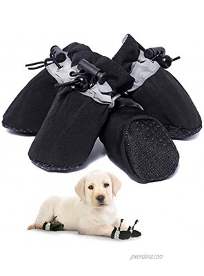 SATTARO Dog Boots & Paw Protector for Small Medium Dog Anti-Slip Dog Shoes for Hot Pavement with Reflective Straps