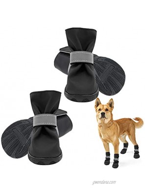 SCENEREAL Waterproof Dog Boots 2Pcs Dog Shoes Heavy-Duty Anti-Slip Pet Boots Adjustable Reflective Pet Paw Protector for Dog Small Medium Large Dog Wearing