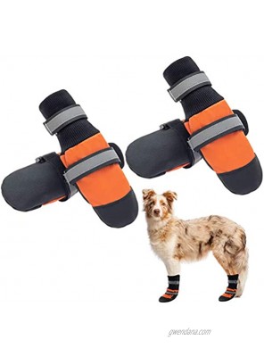 SCENEREAL Waterproof Dog Shoes Non-Slip Dog Boots Reflective & Adjustable Dog Booties with Rugged Sole Outdoor Pet Paw Protector for Small Medium Large Dogs 2 Pairs