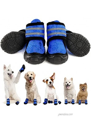 SUNFURA Dog Shoes Pet Boots Adjustable Dogs Booties Running Hiking Shoes with Anti-Slip Sole for Hot Pavement Outdoor Paw Protector with Reflective Straps for Small Medium Large Dogs